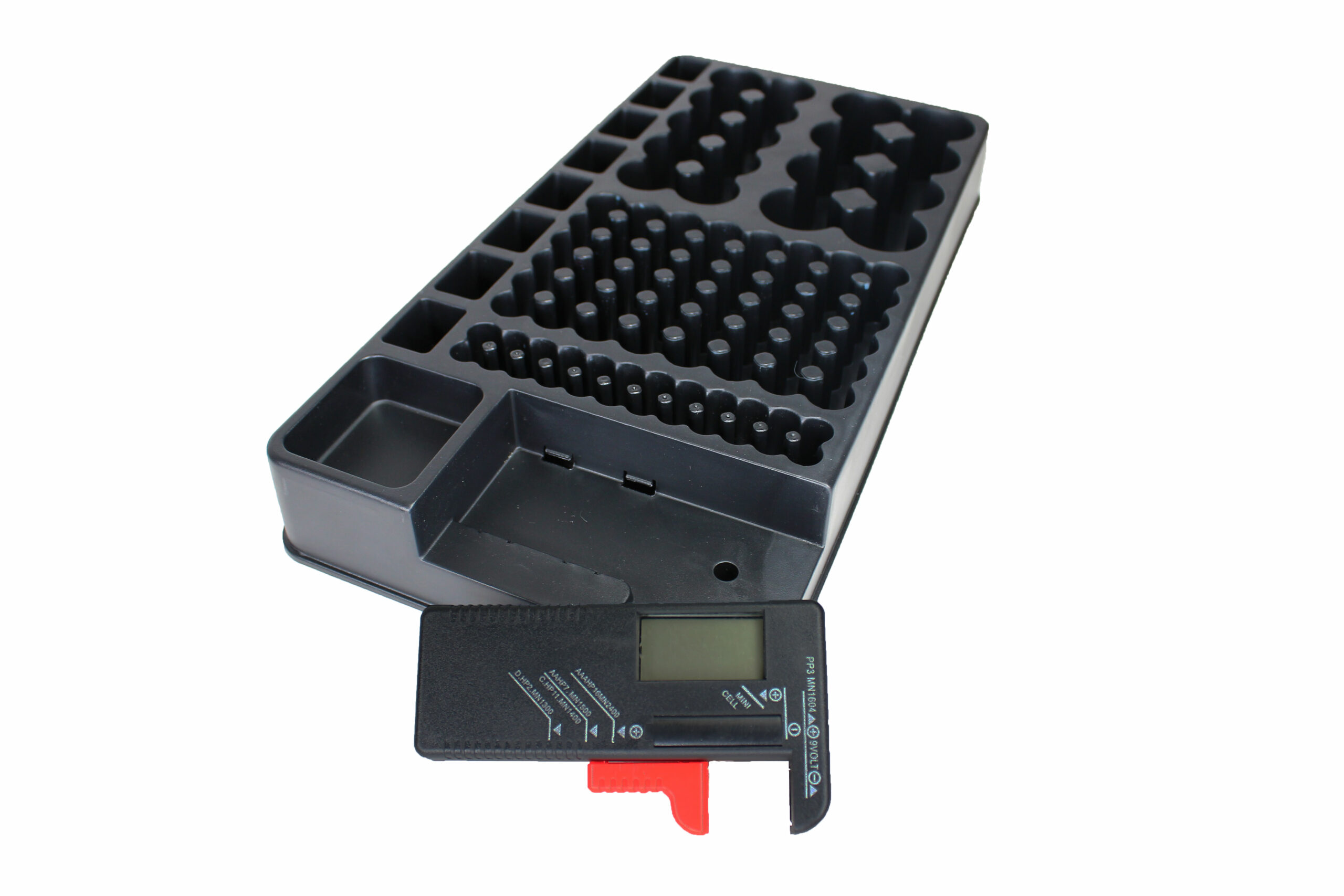 Boîte de rangement pour piles - Résistant au feu - Avec testeur - Peut  contenir 216 piles de différentes tailles - Pour AAA, 9 V, C et D - Testeur  (sans piles) : : High-Tech